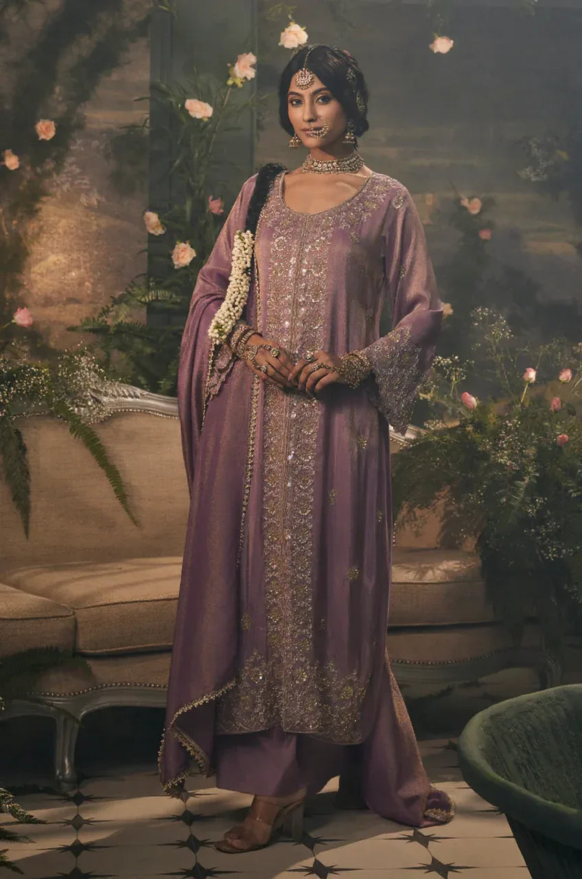 Lilac Zohra Embroidered Kaftan Set - MishUUU