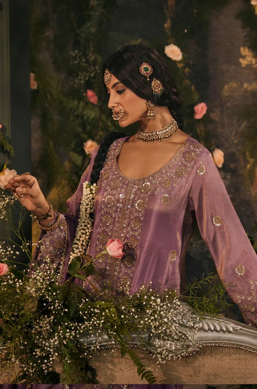 Lilac Zohra Embroidered Kaftan Set - MishUUU