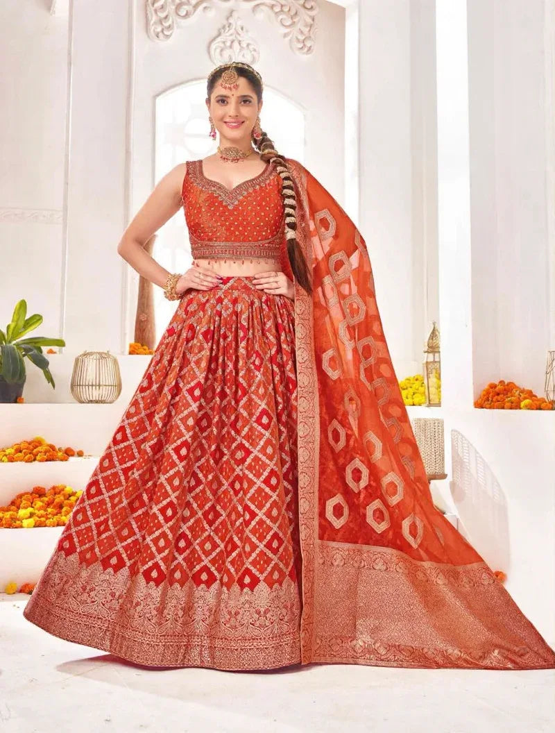 Vermilion Heritage Banarasi Lehenga - MishUUU
