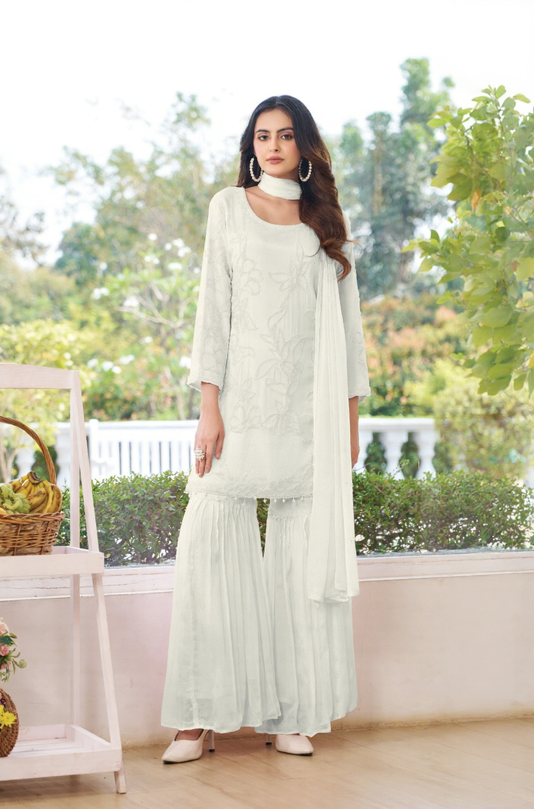 Mint Green Embroidered Sharara Set