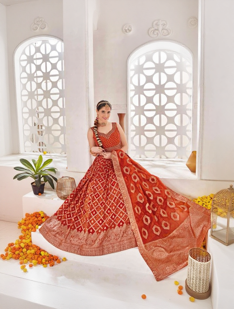 Vermilion Heritage Banarasi Lehenga