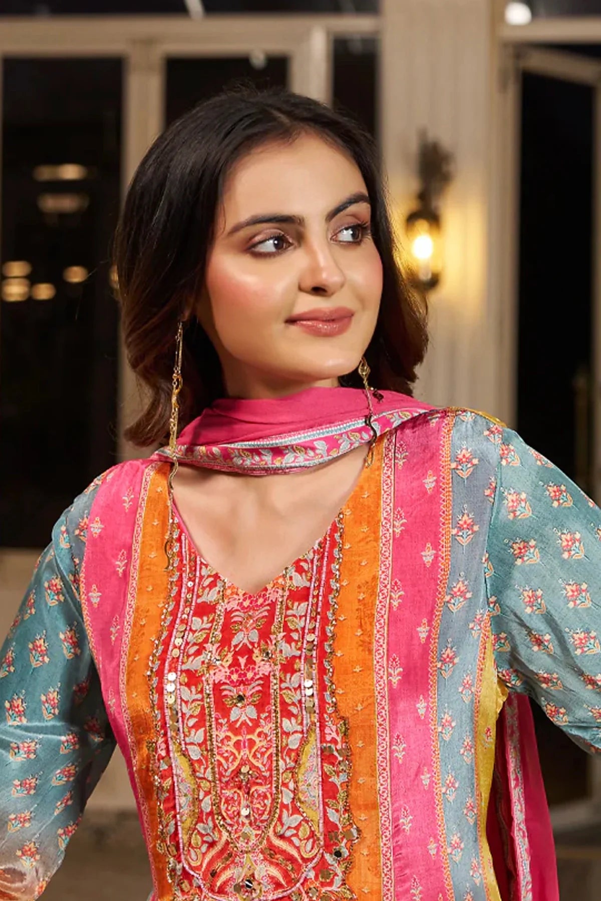 Rani Pink Embroidered Palazzo Set