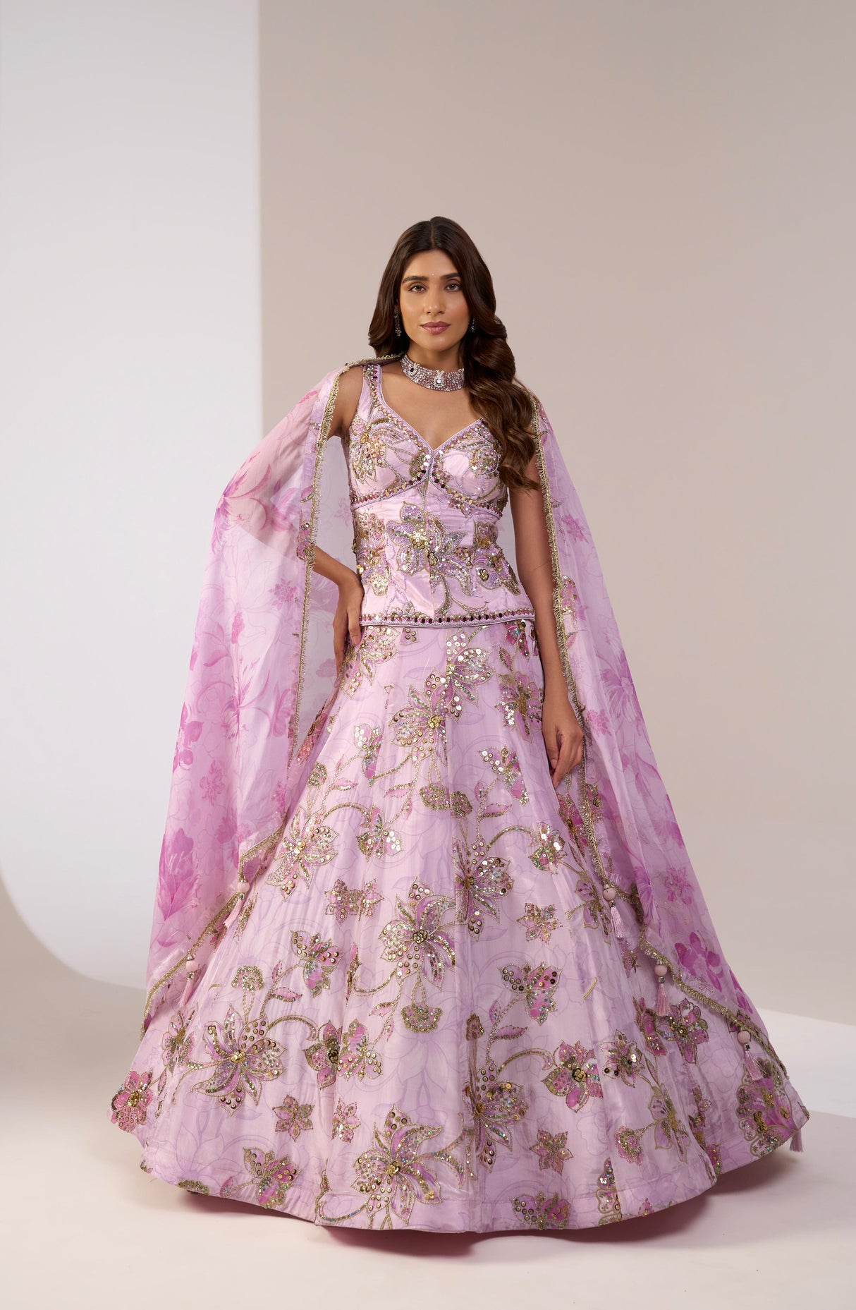 Blush Floral Mirror Lehenga Set (40-45 Days Delivery)