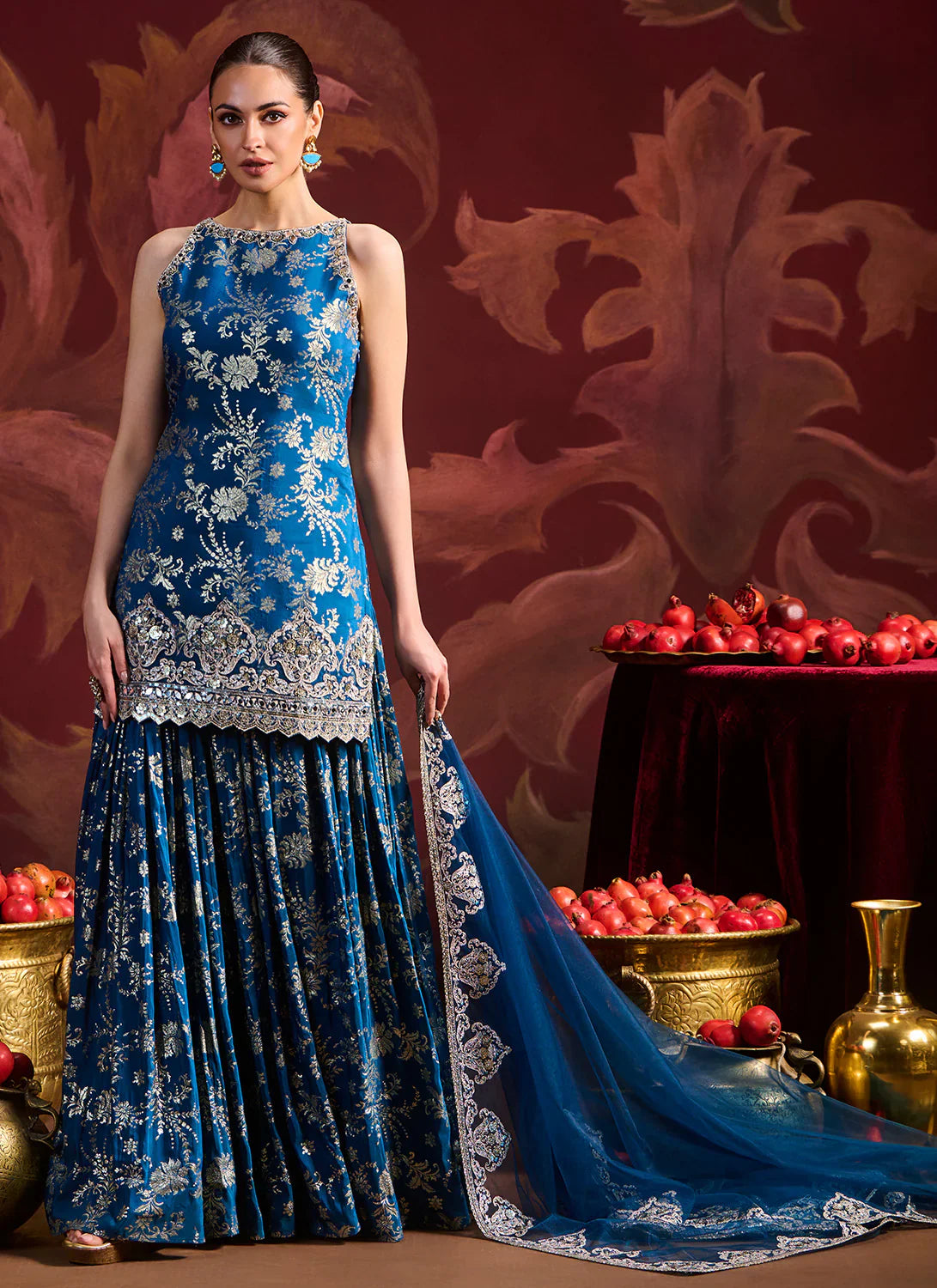 sharara dress Shop Yellow Organza Silk Sharara Set Online main image 1