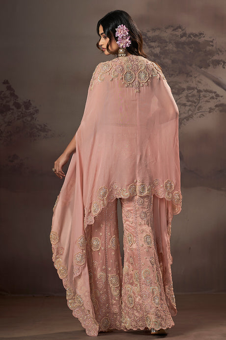 Blush Blossom Royale Embroidered Sharara Set