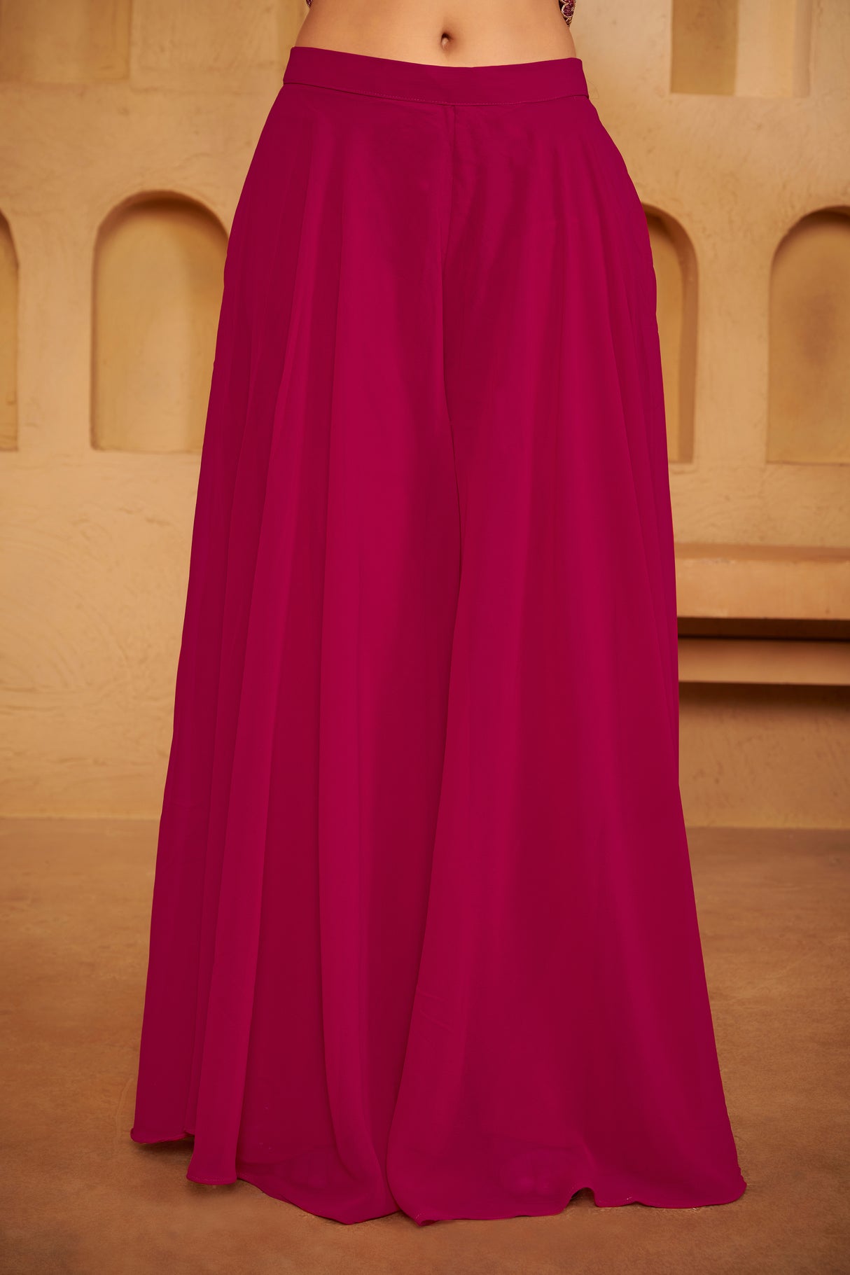Deep Rose Embroidered Ethnic Set – Elegant Festive Ensemble for Weddings & Celebrations