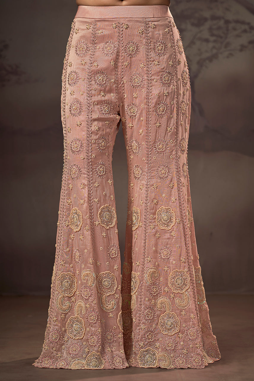 Blush Blossom Royale Embroidered Sharara Set
