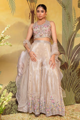 Champagne Gold Hand-Crafted Crop Top & Palazzo Set | Label S4U