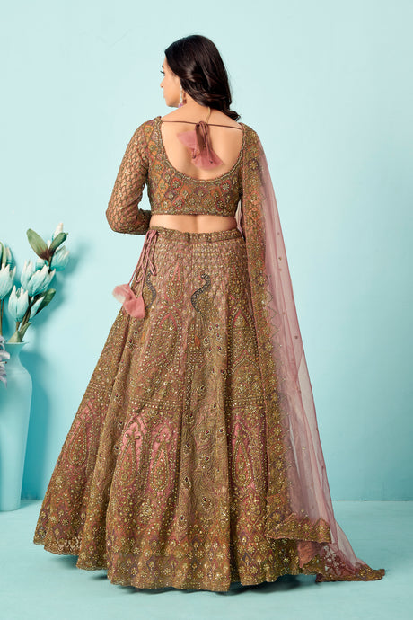 Antique Mauve Embroidered Lehenga Choli – Vintage Bridal Couture