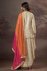 Golden Noor Mirror Sequin Sharara Set