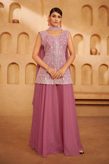 Dusty Lavender Embroidered Ethnic Set – Graceful Festive Ensemble for Modern Elegance