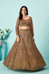 Antique Mauve Embroidered Lehenga Choli – Vintage Bridal Couture