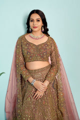 Antique Mauve Embroidered Lehenga Choli – Vintage Bridal Couture
