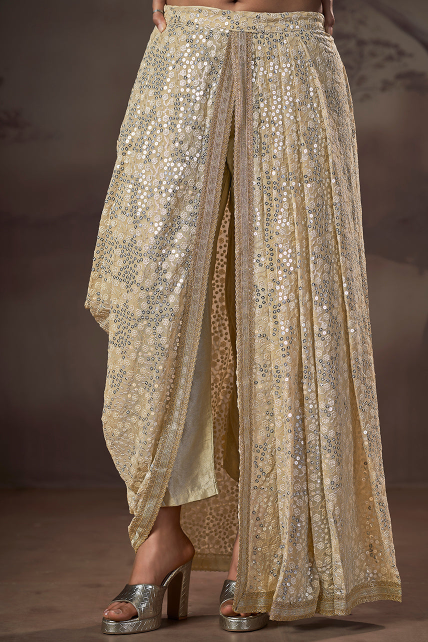 Golden Noor Mirror Sequin Sharara Set
