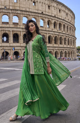 Emerald Gold Bandhani Sharara Couture Ensemble