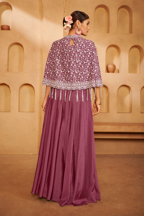 Plum Mauve Embroidered Ethnic Set – Contemporary Elegance with Traditional Detailing