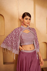 Plum Mauve Embroidered Ethnic Set – Contemporary Elegance with Traditional Detailing