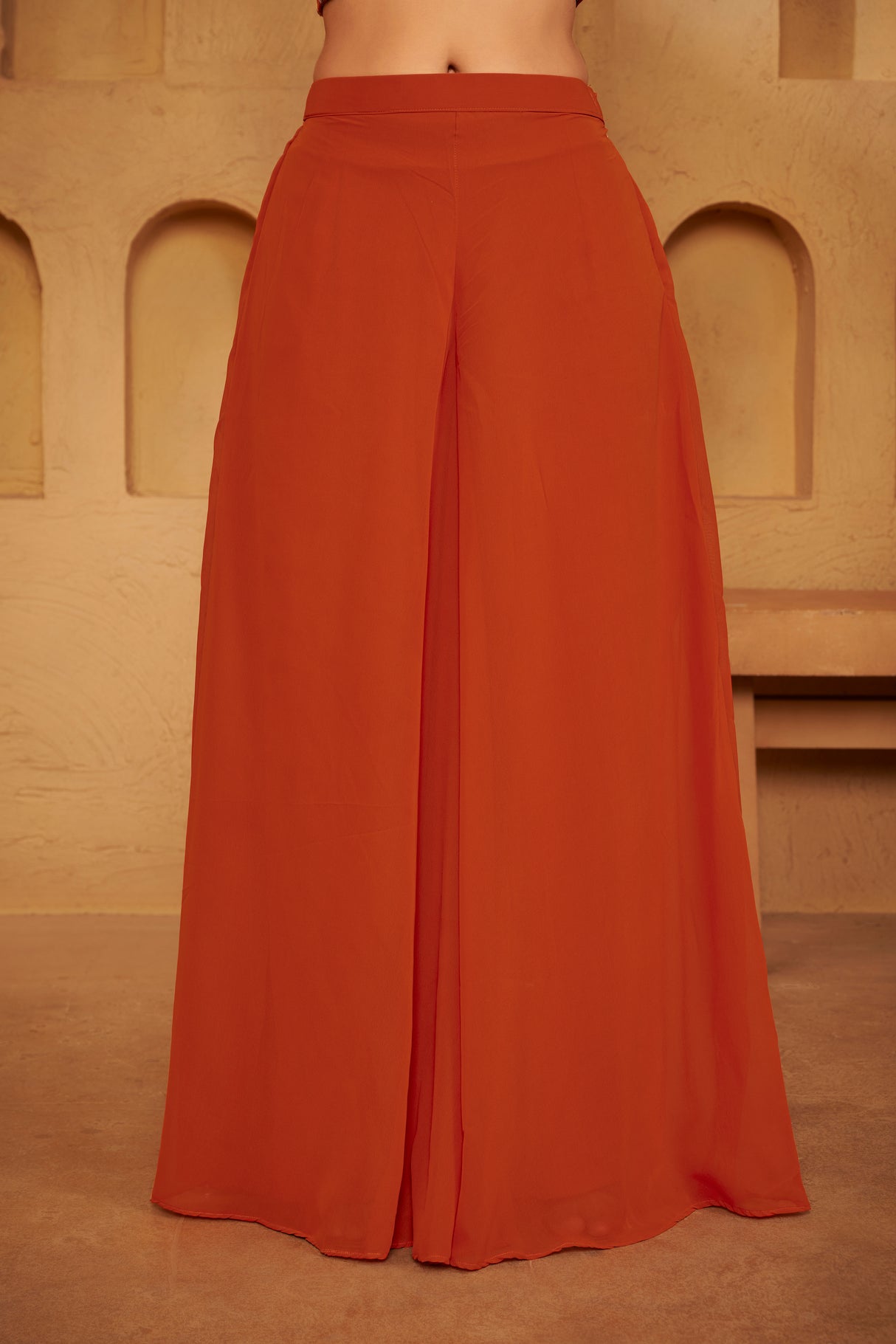 Burnt Rust Embroidered Ethnic Set – Bold Contemporary Luxury with Heritage Detailing