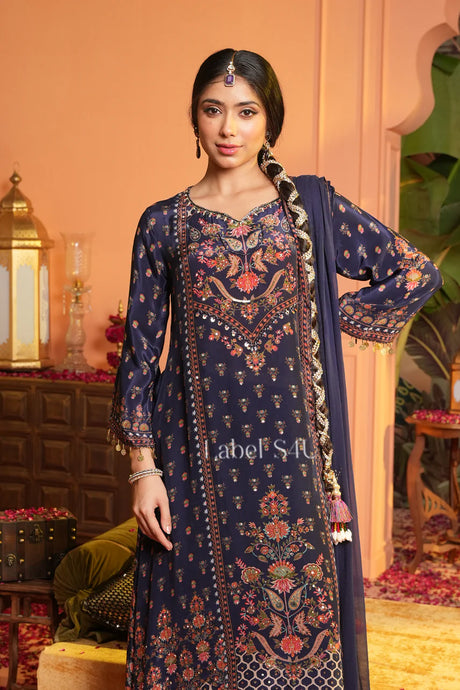 Midnight Blue Floral Kurta Set | Label S4U