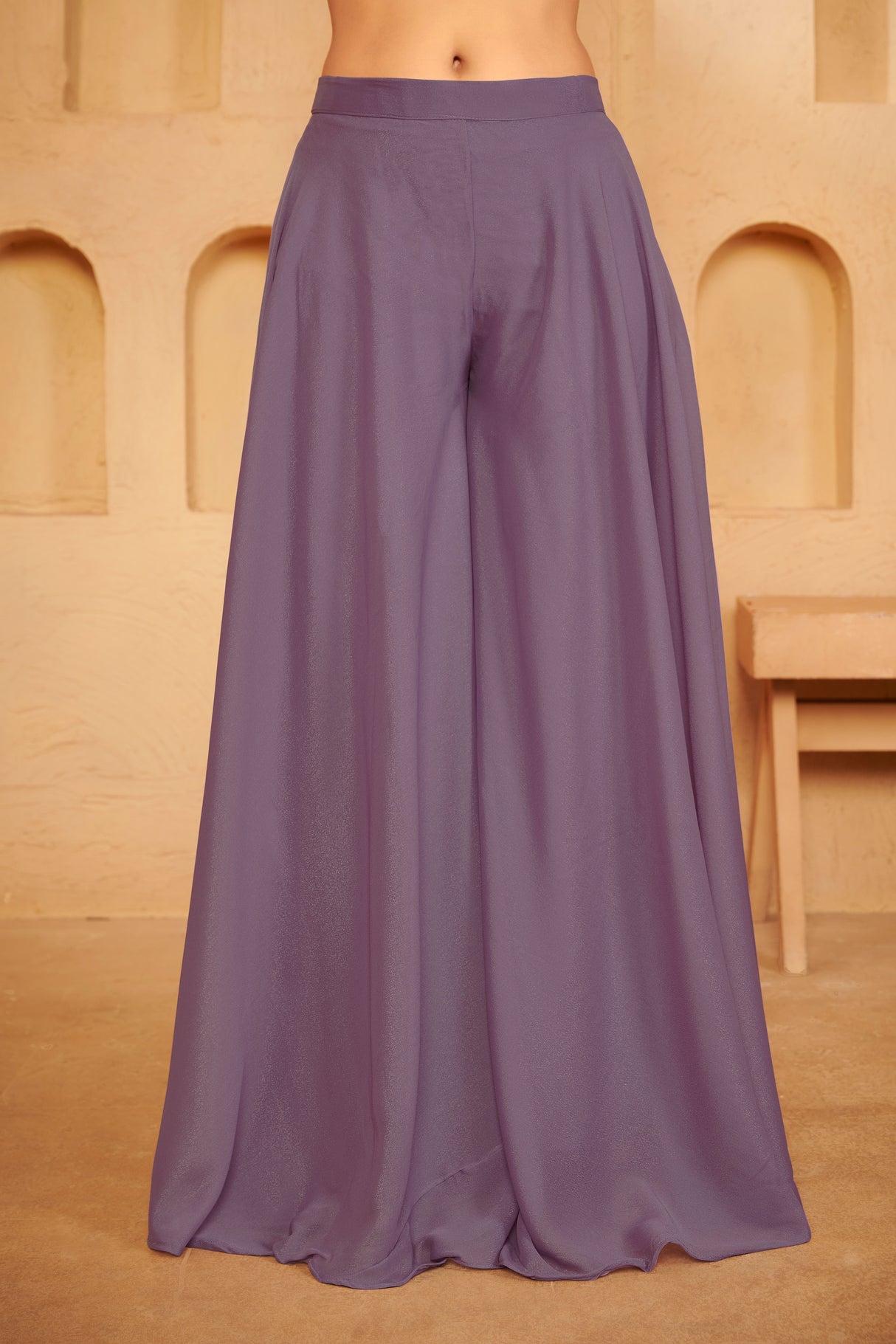Dusty Lilac Embroidered Ethnic Set – Soft Sophistication with Modern Grace