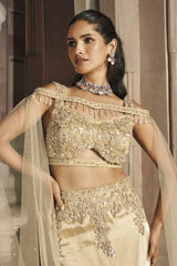 Golden Mermaid Lehenga with Handcrafted Blouse