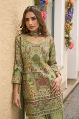 Olive Green Palazzo Kurti Set