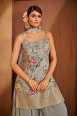 Sage Floral Embroidered Ethnic Set – Effortless Elegance with Modern Bloom Detailing