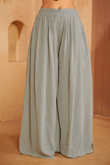 Sage Floral Embroidered Ethnic Set – Effortless Elegance with Modern Bloom Detailing