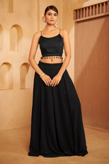 Midnight Noir Embroidered Ethnic Set – Bold Sophistication with Modern Detailing