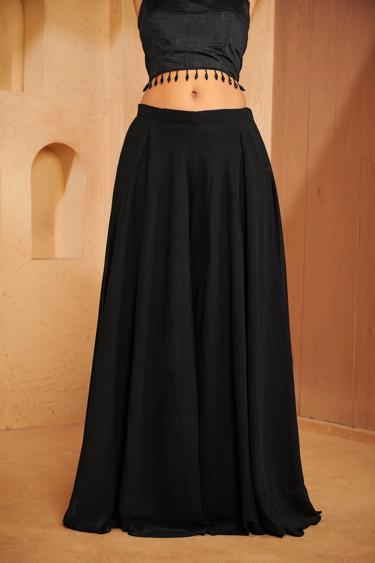 Midnight Noir Embroidered Ethnic Set – Bold Sophistication with Modern Detailing