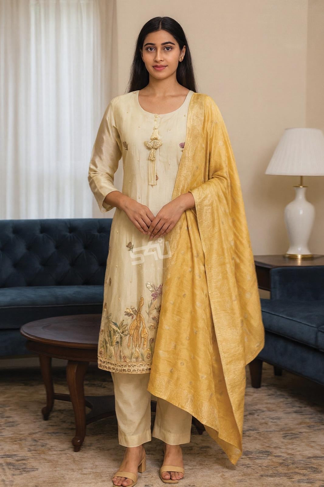 Beige & Mustard Suit Set | Label S4U