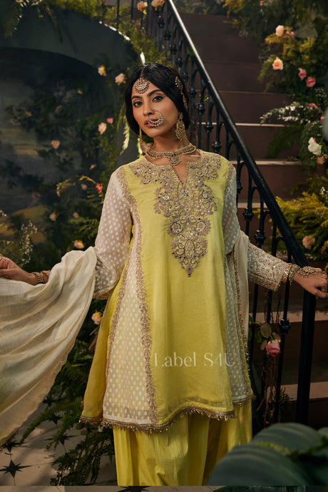 Lemon Gold Embroidered Luxe Sharara Set