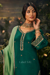 Emerald Green Embroidered Kurta Set