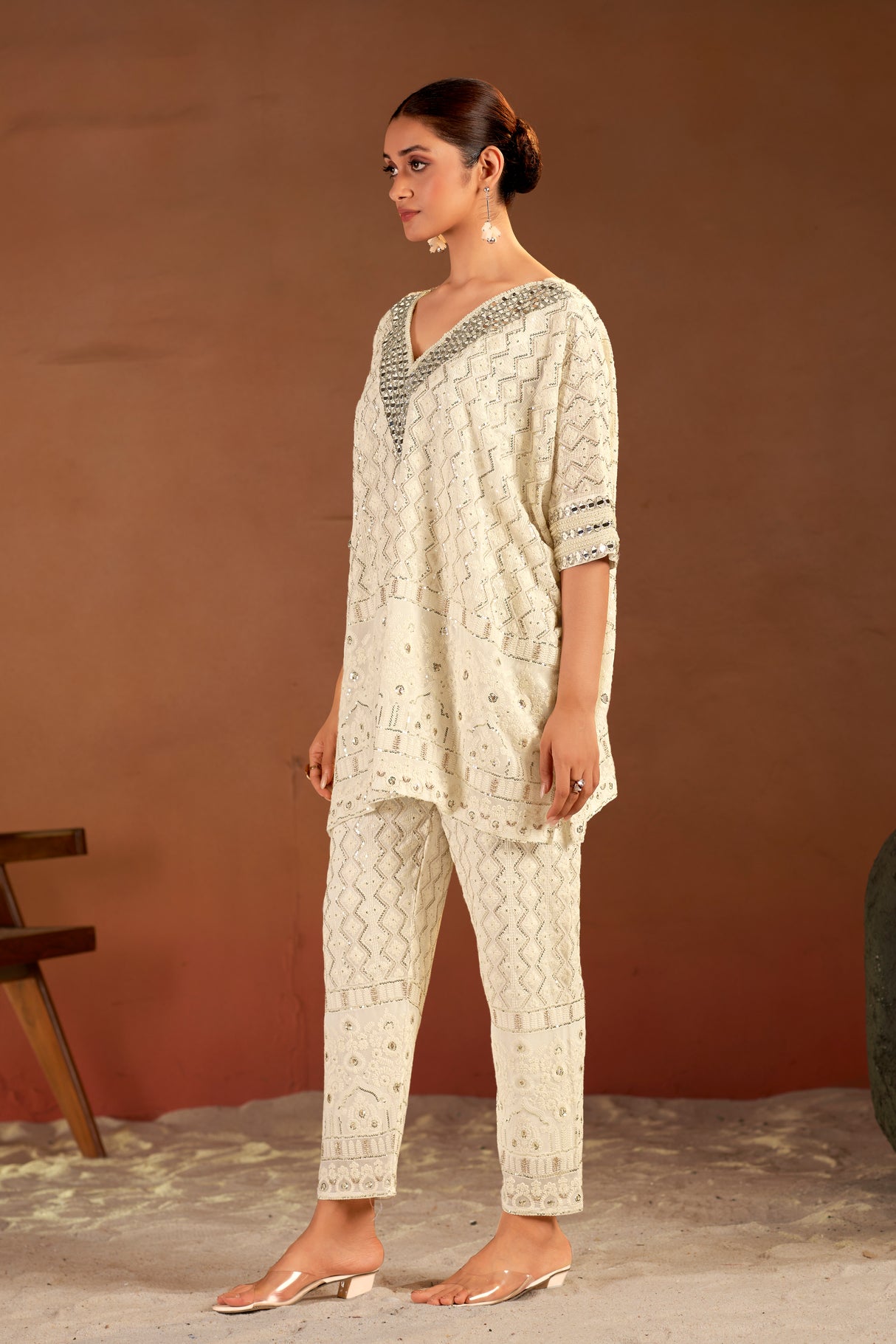 Chikankari Sparkle Fiesta Mirror Embroidered Outfit |Label S4U