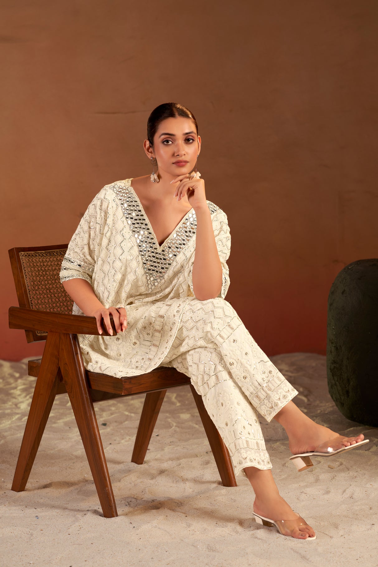 Chikankari Sparkle Fiesta Mirror Embroidered Outfit |Label S4U