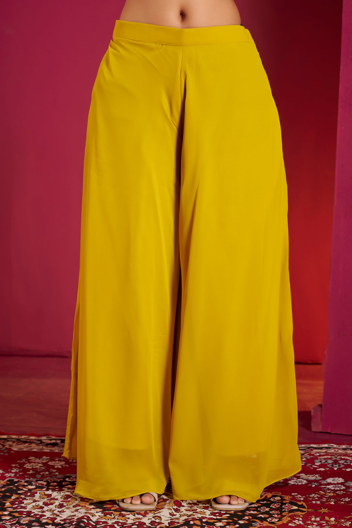 Sunshine Yellow Mirror Work Sharara Set – Radiant Festive Ensemble with Traditional Charm