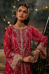 Deep Ruby Embroidered Formal Kurta Set