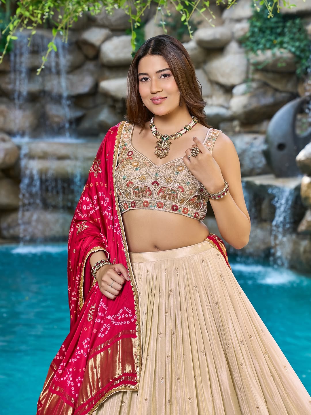 Champagne Ruby Heritage Lehenga Set (12-15 Days Delivery)