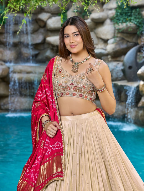 Champagne Ruby Heritage Lehenga Set (12-15 Days Delivery)