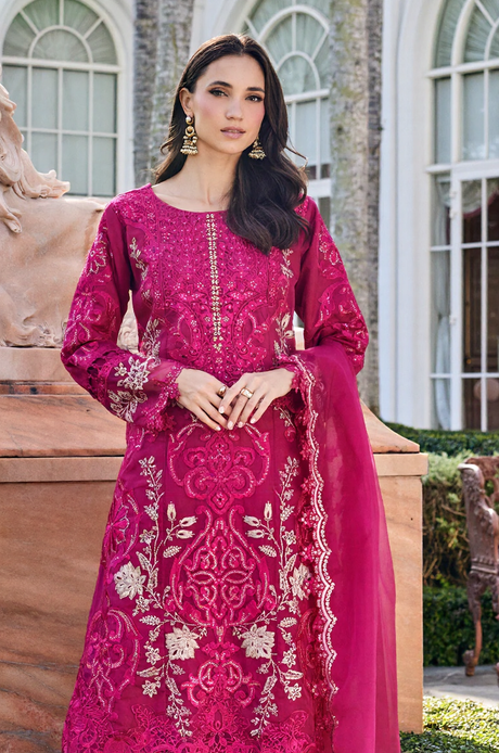 Ruby Pink Heavily Embroidered Festive Kurta Set