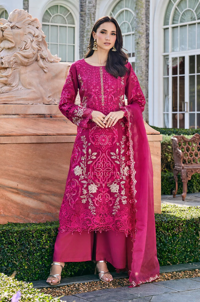 Ruby Pink Heavily Embroidered Festive Kurta Set