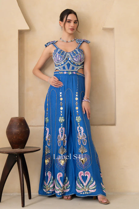 Royal Blue Embellished Jumpsuit