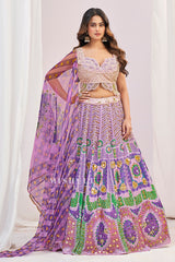 Lavender Mosaic Mirrorwork Lehenga Set