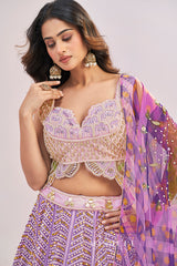 Lavender Mosaic Mirrorwork Lehenga Set