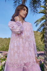 Lilac Embroidered Organza Kurta Palazzo Set