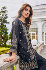 Black Embroidered Jacket Style Kurta Palazzo Set