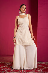Ivory Pearl Embroidered Sharara Set – Subtle Grandeur with Eternal Elegance