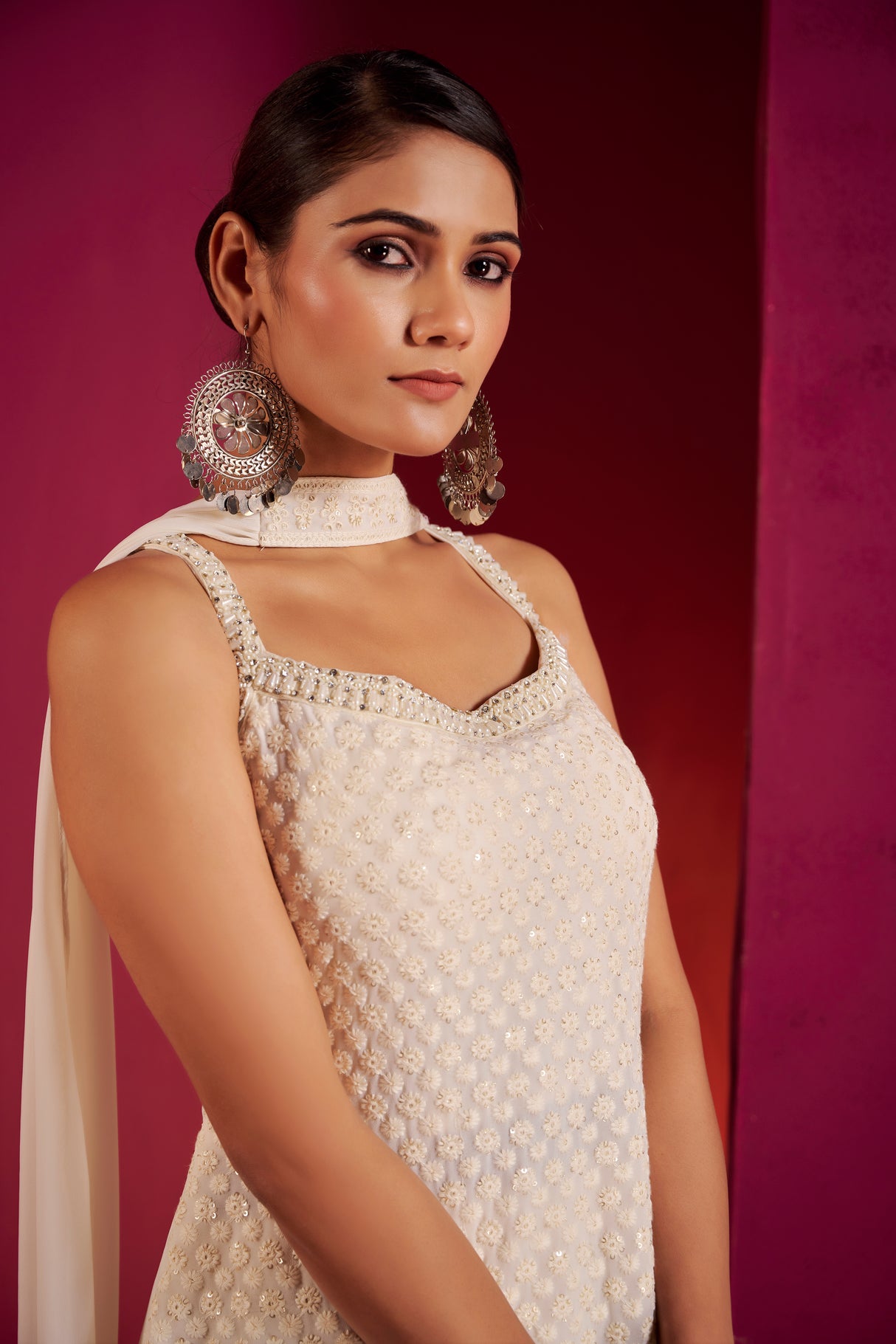 Ivory Pearl Embroidered Sharara Set – Subtle Grandeur with Eternal Elegance