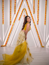 Mustard Yellow Floral Lehenga Set