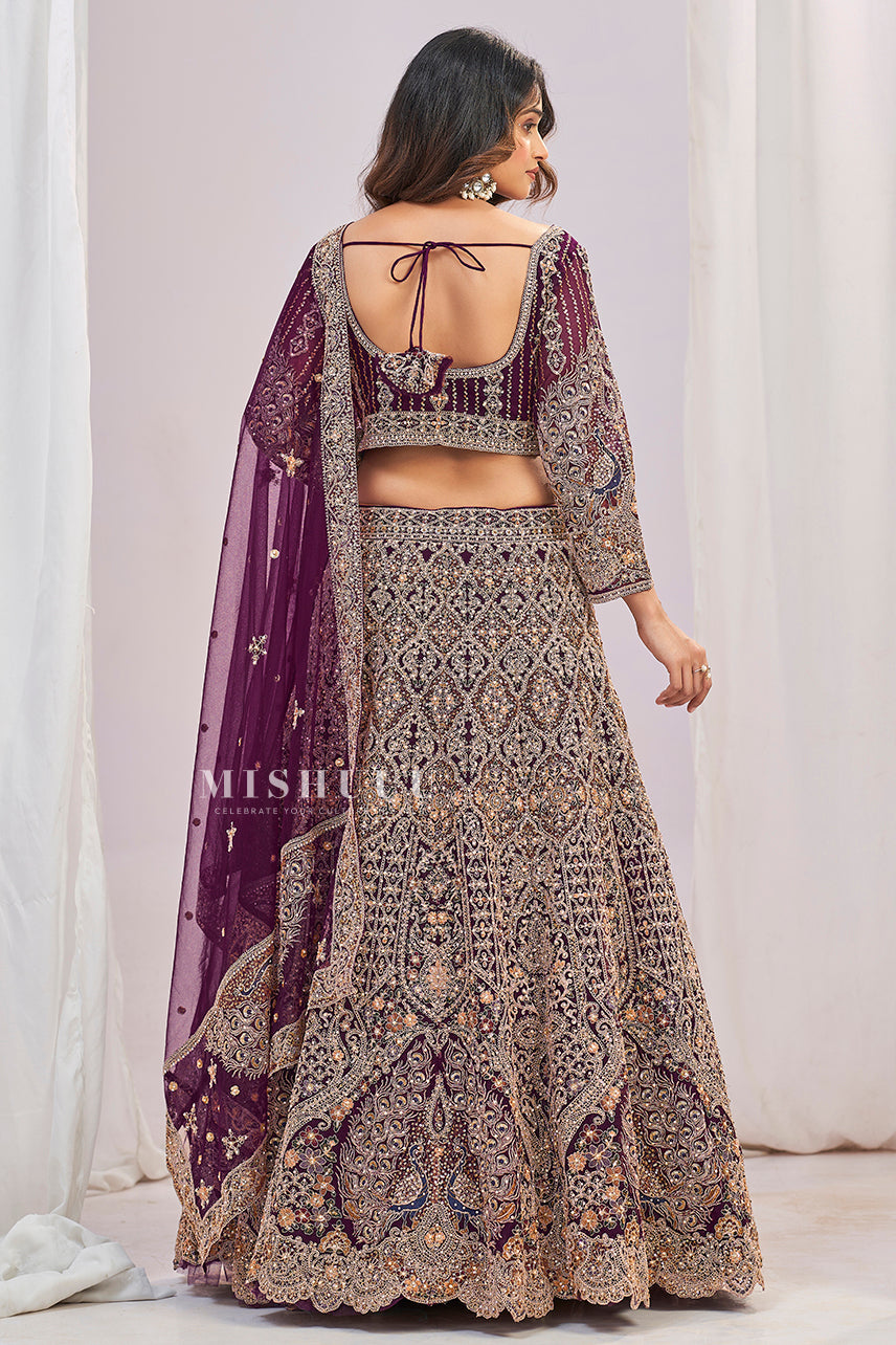 Regal Plum Heritage Lehenga